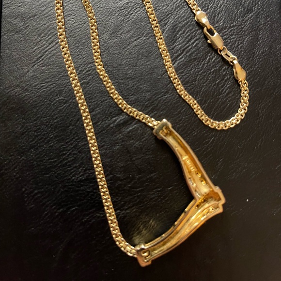 BR SUN Rhinestone and Gold Necklace 16”, Gorgeous! - Picture 7 of 9